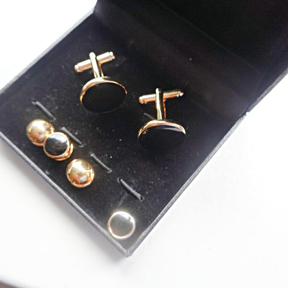 Black Tuxedo Cufflinks and Shirt Studs - Picture 2 of 3
